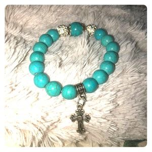 turquoise beaded cross bracelet